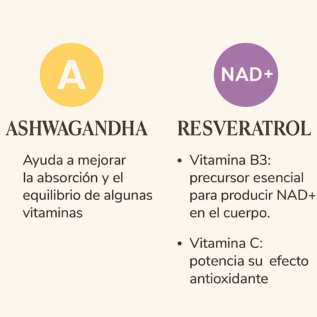 Eleva tu bienestar con el combo NAD + RESVERATROL Y ASHAWANDA banner